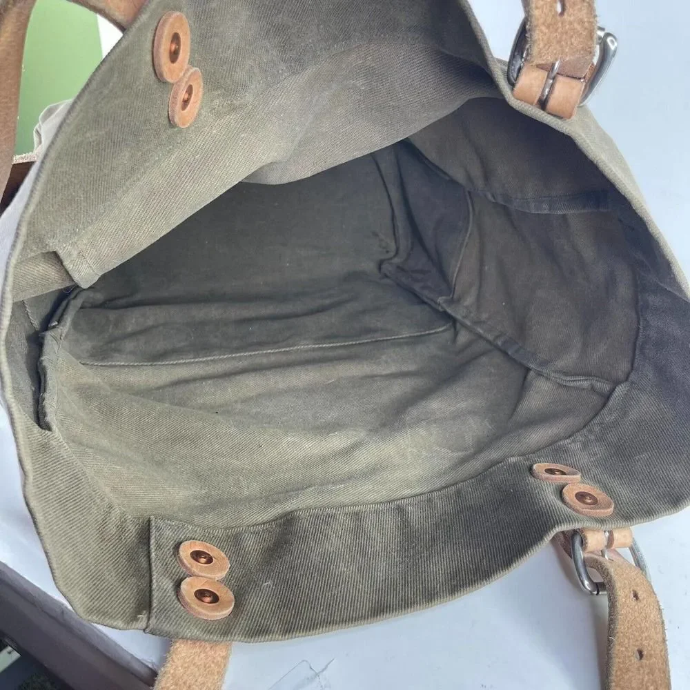 Colsen Keane leather bag Charlotte Olive Green Canvas tote should Handbag bag - Picture 8 of 9